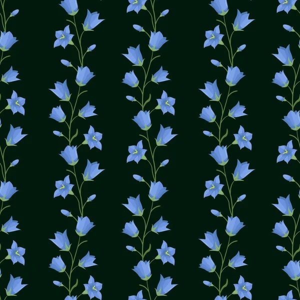 Koyu Yeşil Zemin Üzerinde Dikey Çan Çiçekleri Dalları Ile Vektör — Stok Vektör