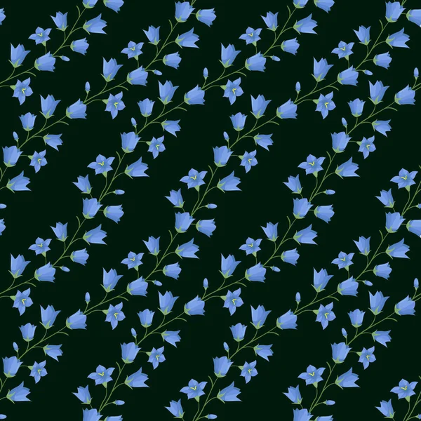 Koyu Yeşil Zemin Üzerinde Köşegen Çan Çiçekleri Dalları Ile Vektör — Stok Vektör