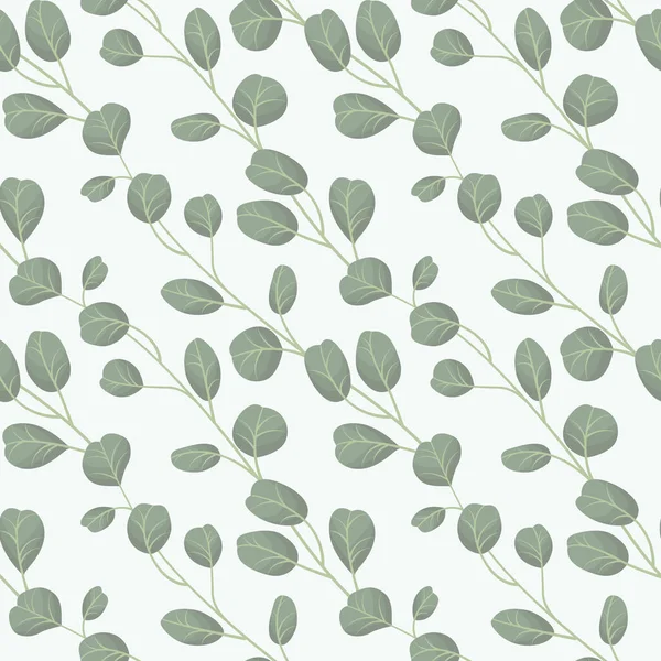 Vektornahtloses Muster Mit Diagonalen Eukalyptuszweigen Natürliches Design Für Stoff Tapeten — Stockvektor