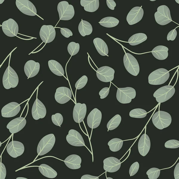 Motif Vectoriel Sans Couture Avec Des Brindilles Eucalyptus Sur Fond — Image vectorielle