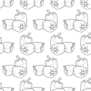  Karalama dolma biberli vektörsüz desen; kumaş, duvar kağıdı, ambalaj, tekstil, web tasarımı için el çizimi biber.