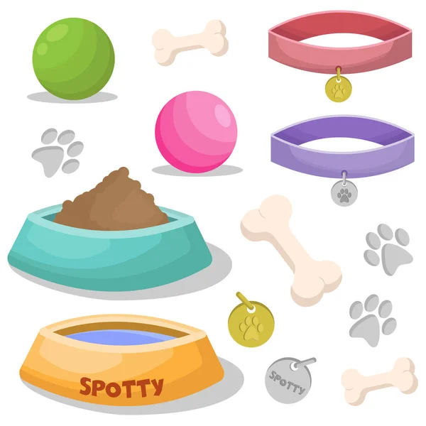 Pet Shop Kolekce Psí Věci Bílém Pozadí Vektorové Ilustrace Pro — Stockový vektor