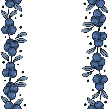 Yaban mersini çerçevesi; tebrik kartları, davetiyeler, düğün kartları, posterler, afişler, web tasarımı için dikey yaban mersini sınırları.