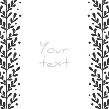 Soyut dikey sınırlar; tebrik kartları, davetiyeler, düğün kartları, posterler, afişler, web tasarımı için soyut yapraklı çerçeve. Vektör illüstrasyonu.