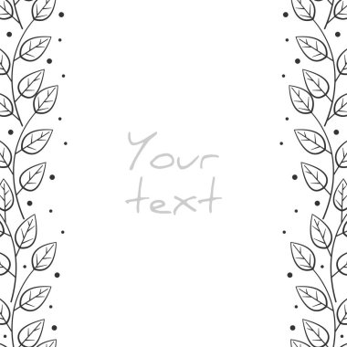 Soyut çiçek sınırları; tebrik kartları, davetiyeler, düğün kartları, posterler, afişler, web tasarımı için dikey yaprak çerçevesi. Vektör illüstrasyonu.