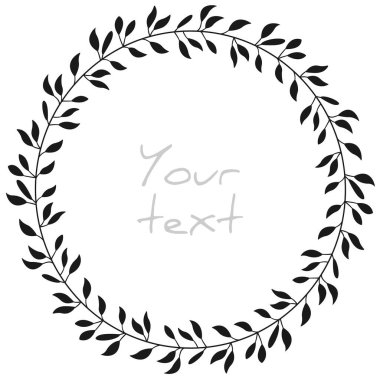 Vektör soyut yaprak çelengi; tebrik kartları, davetiyeler, düğün kartları, posterler, afişler, web tasarımı için dekoratif çerçeve.