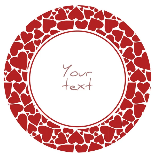 Круглая Рамка Красными Сердцами Романтическая Рамка Поздравительных Открыток Свадебных Открыток — стоковый вектор