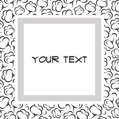 Soyut pamuk topları ile kare çerçeve; tebrik kartları, davetiyeler, posterler, afişler, paketleme için çerçeve.