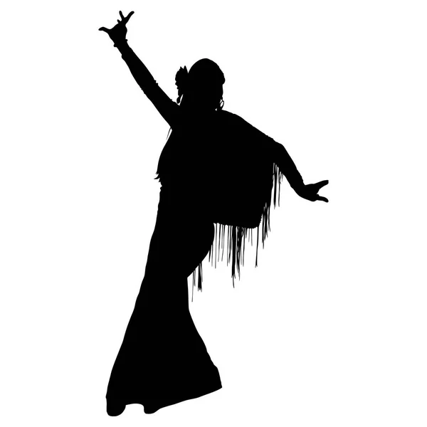 女性フラメンコ ダンサーの 1 つの黒いシルエット — ストックベクタ
