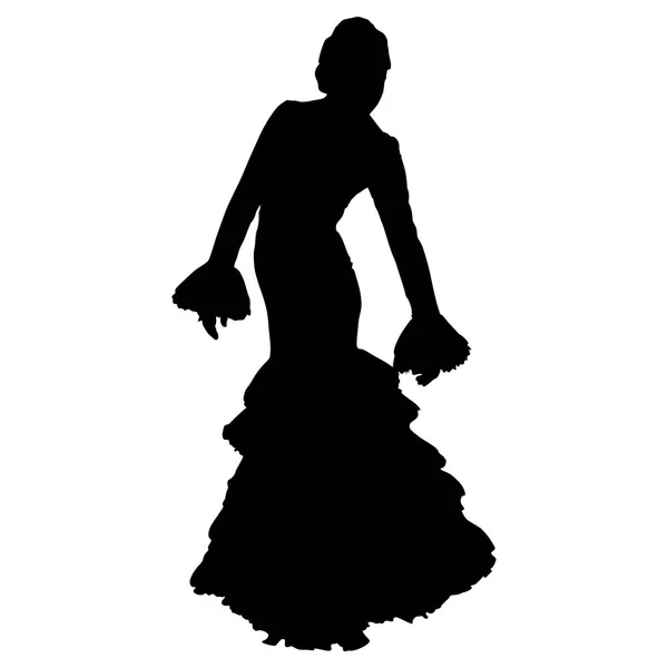 Eine schwarze Silhouette einer Flamencotänzerin — Stockvektor