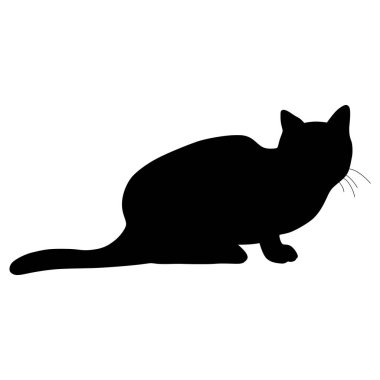 Siyah kedi silueti. Vektör illüstrasyonu.