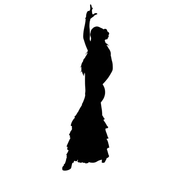 One black silhouette of female flamenco dancer — Stock Vector