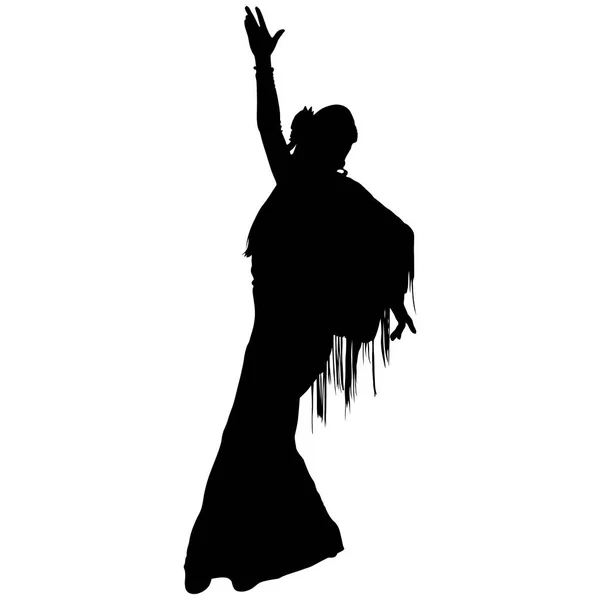 Uma silhueta preta de dançarina de flamenco feminina — Vetor de Stock