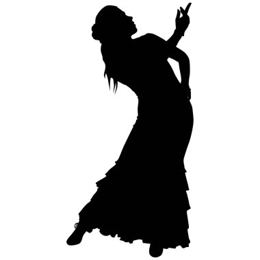 Siyah silueti bir kadın flamenko dansçısı