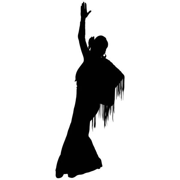 Jeden czarny sylwetka tancerz flamenco kobiece — Wektor stockowy