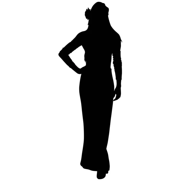 Une silhouette noire de danseuse de flamenco féminine — Image vectorielle