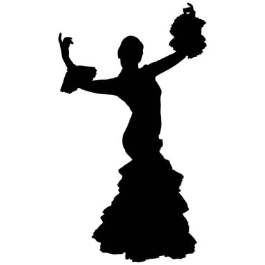 Siyah silueti bir kadın flamenko dansçısı