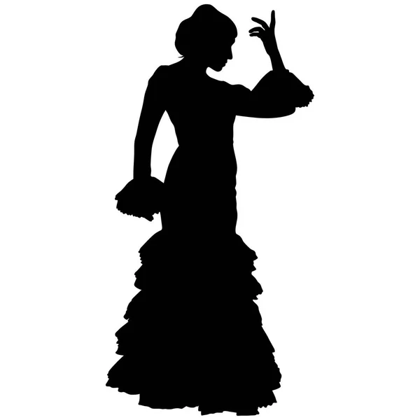 Una silueta negra de bailarina de flamenco — Vector de stock