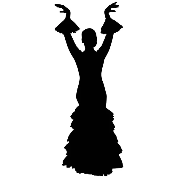 En svart siluett av kvinnliga flamencodansare — Stock vektor