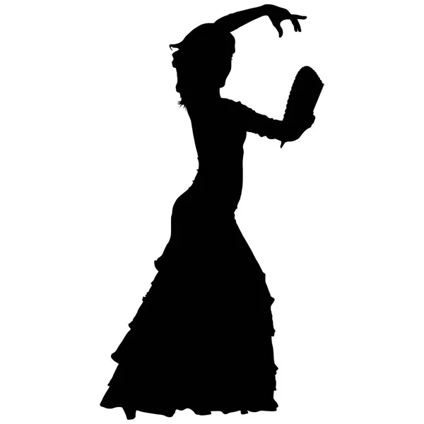 女性フラメンコ ダンサーの 1 つの黒いシルエット — ストックベクタ