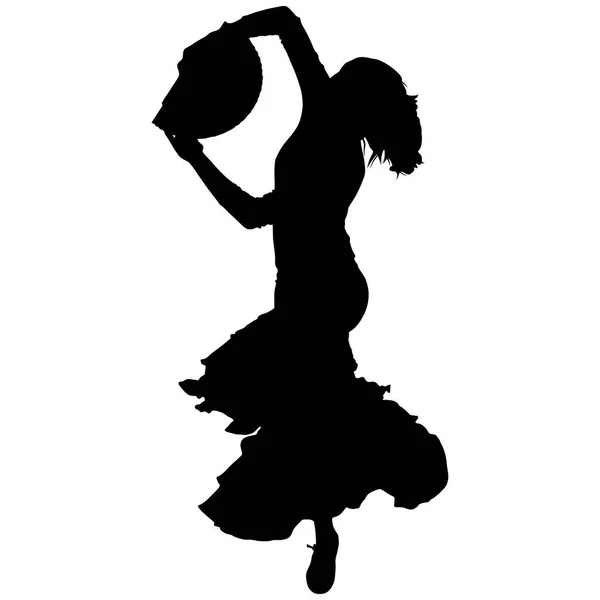 Siyah silueti bir kadın flamenko dansçısı — Stok Vektör