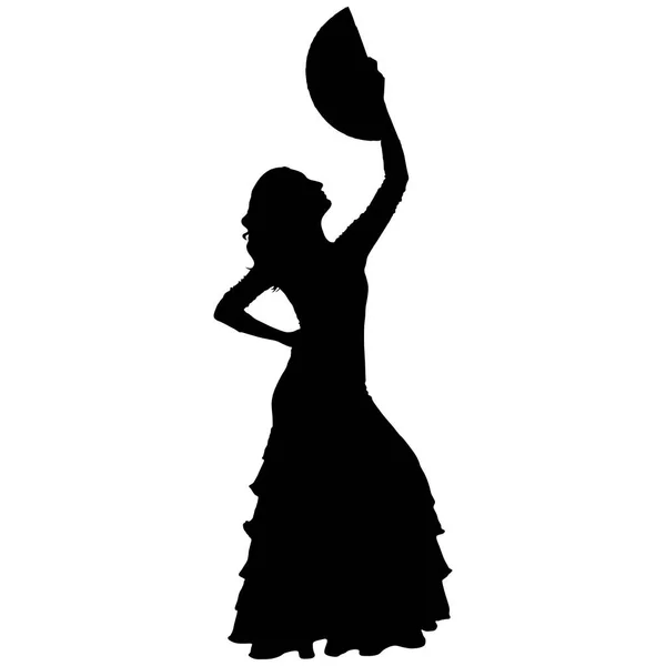 Une silhouette noire de danseuse de flamenco féminine — Image vectorielle