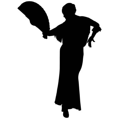 Siyah silueti bir kadın flamenko dansçısı