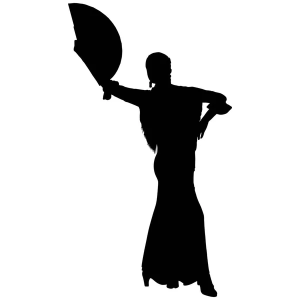 En svart siluett av kvinnliga flamencodansare — Stock vektor