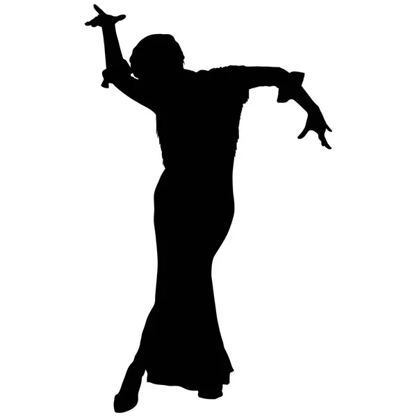 Uma silhueta preta de dançarina de flamenco feminina —  Vetores de Stock