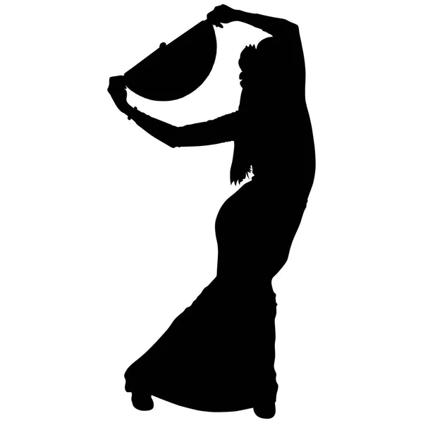 Une silhouette noire de danseuse de flamenco féminine — Image vectorielle