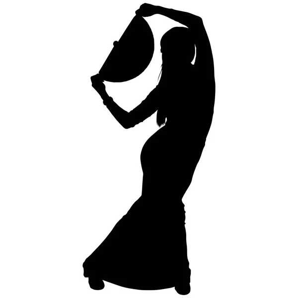 Une silhouette noire de danseuse de flamenco féminine — Image vectorielle