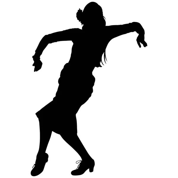 Une silhouette noire de danseuse de flamenco féminine — Image vectorielle