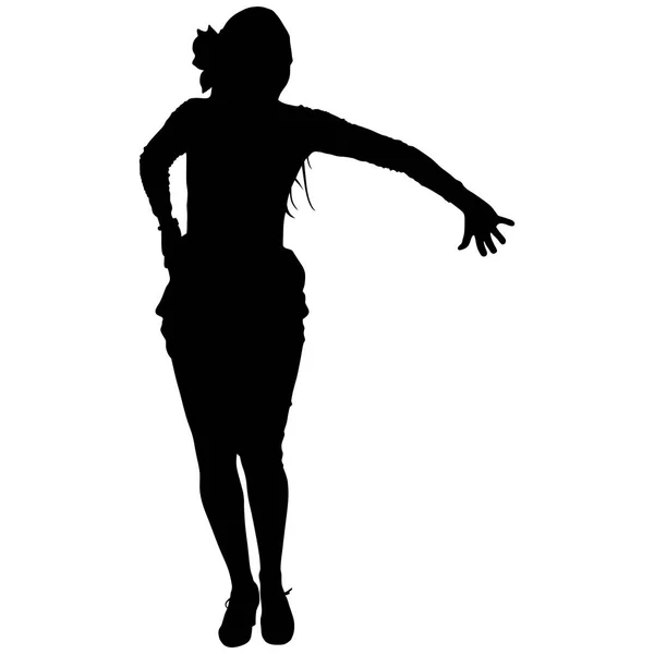 One black silhouette of female flamenco dancer — Stock Vector