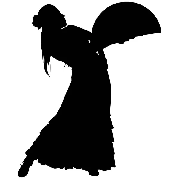 Een zwarte silhouet van vrouwelijke flamencodanseres — Stockvector