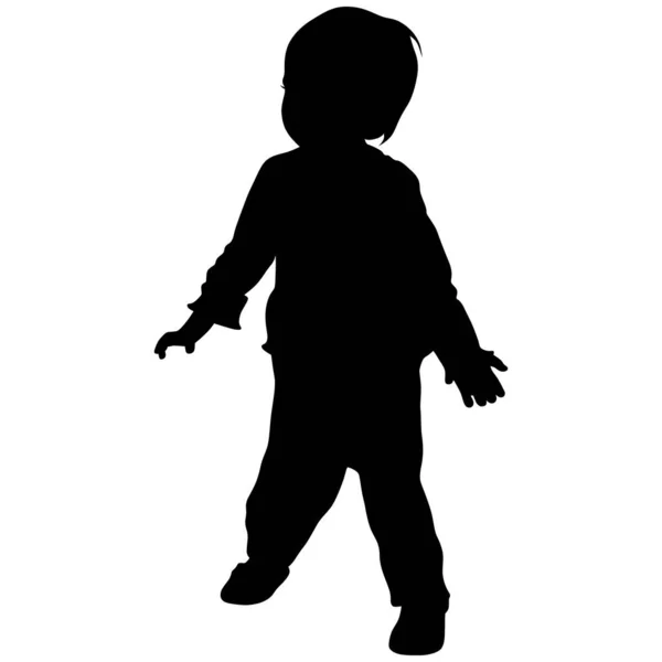 Silhouette de petite fille en pantalon et pull — Image vectorielle