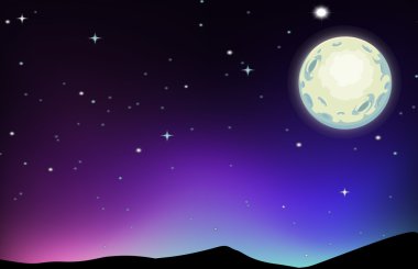 Ay ve yıldızlı gece sahnesi