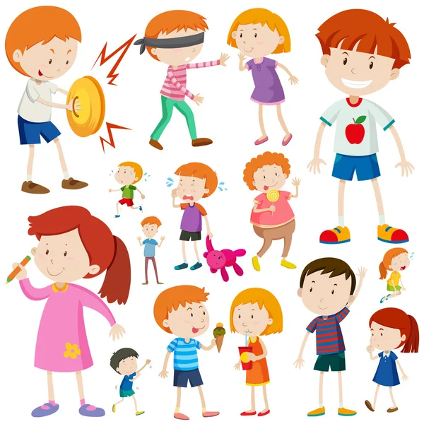Barnen gör olika aktiviteter — Stock vektor