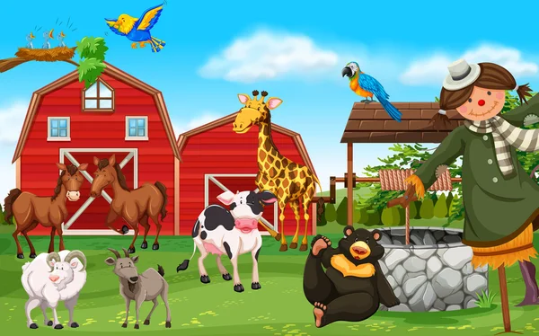 Animali selvatici e animali da fattoria — Vettoriale Stock