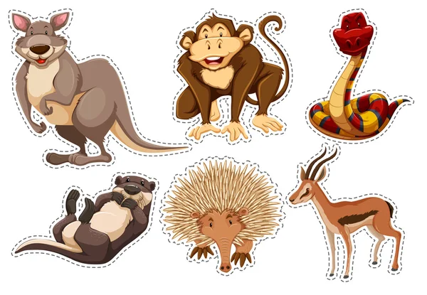 Sticker set with different types of animals — Stock Vector
