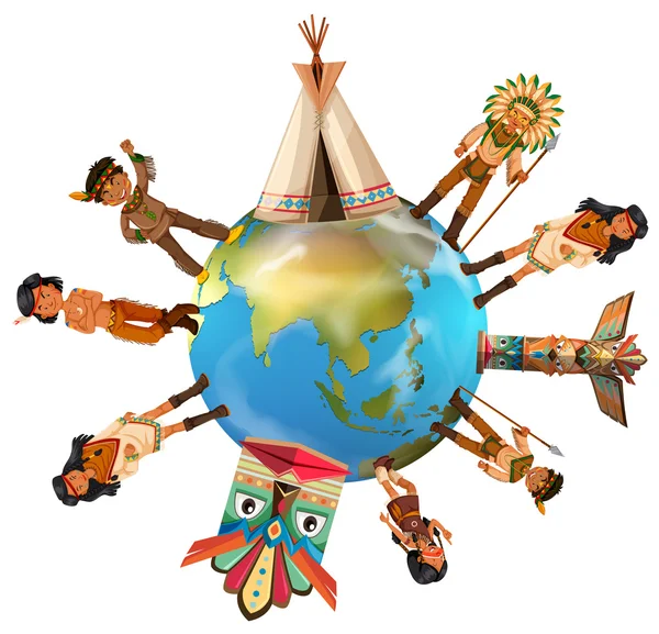 Amérindiens du monde entier — Image vectorielle