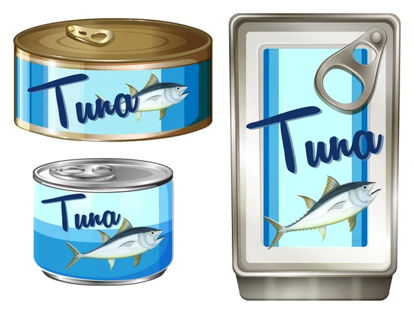 吞拿鱼在三个不同的软件包 — 图库矢量图片