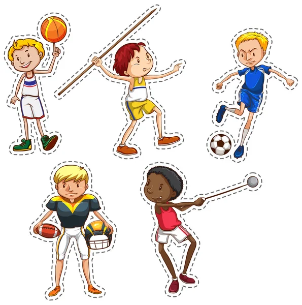 Sticker set of people doing sports — Stock Vector