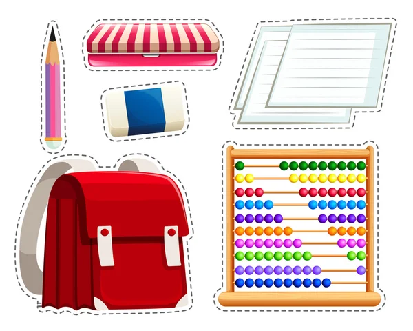 Sticker set of different stationaries — Stock Vector