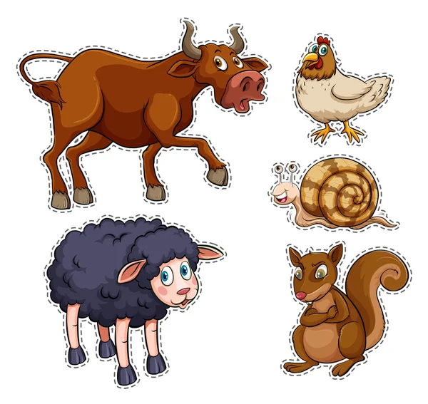 Sticker set boerderijdieren — Stockvector