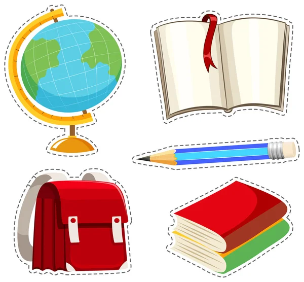 Sticker set with different stationaries — Stock Vector