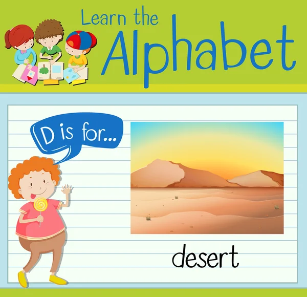 Carta de la tarjeta D es para el desierto — Vector de stock
