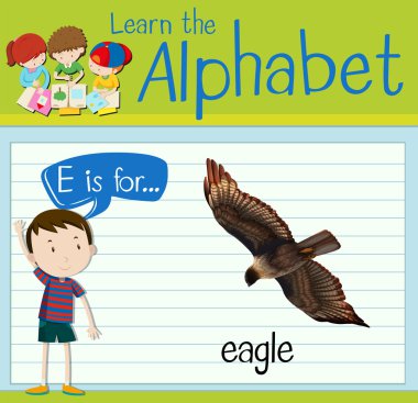 Flashcard E kartal için harftir
