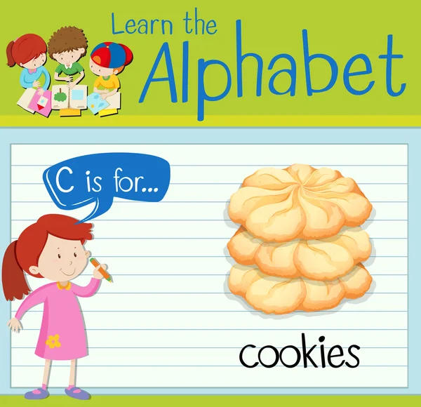 Flashcard letter C is voor cookies — Stockvector