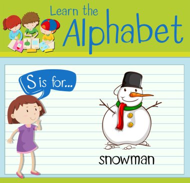 Flashcard S için kardan adam harftir