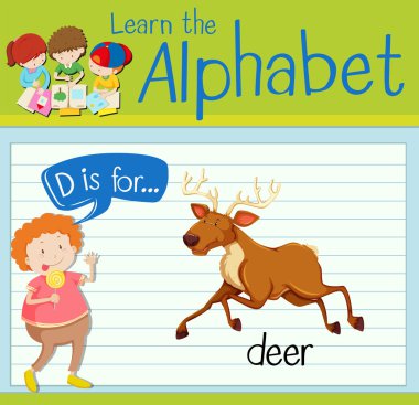 geyik için flashcard mektup d olduğunu